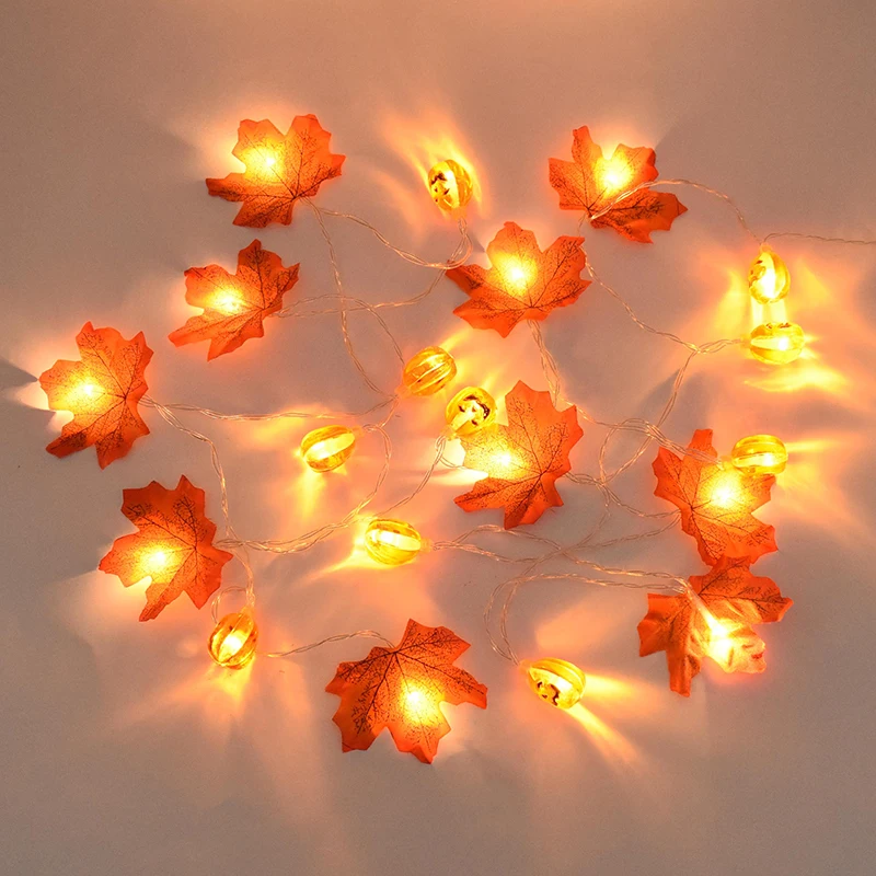 

3M 20LED Artificial Autumn Maple Leaves Garland Led Fairy Lights for Thanksgiving Decoration Home Halloween Xmas Party DIY Decor