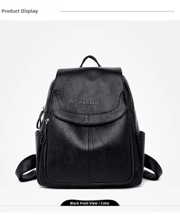 Women's Large Capacity Casual PU Leather Backpack Versatile Shoulder Bag Can Be Stickered for Labeling Work Leisure Travel Women's Large Capacity Casual PU Leather Backpack Versatile Shoulder Bag Can Be Stickered for Labeling Work Leisure Travel