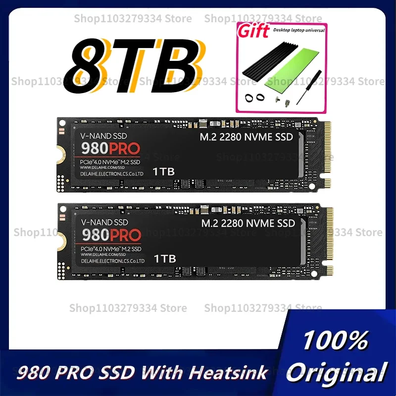 

SSD высокоскоростной 980 PRO PCIe 4,0 NVMe 4,0 M.2 2280 4TB 2 ТБ 1TB 12000 MB/S SSD Внутренний твердотельный жесткий диск для ноутбука PS5