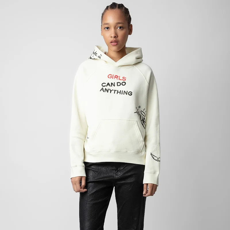 Winter New Top Zv Covered With Graffiti Letter Pattern Print Plus Fleece Women's Loose Hoodie
Winter New Top Zv Covered With Graffiti Letter Pattern Print Plus Fleece Women's Loose Hoodie