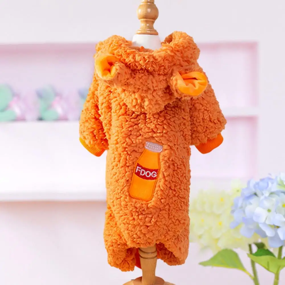 

Four-legged Pet Onesie Cozy Faux Lambswool Dog Jacket with Traction Ring Winter Padded Jumpsuit Thickened for Autumn for Weather