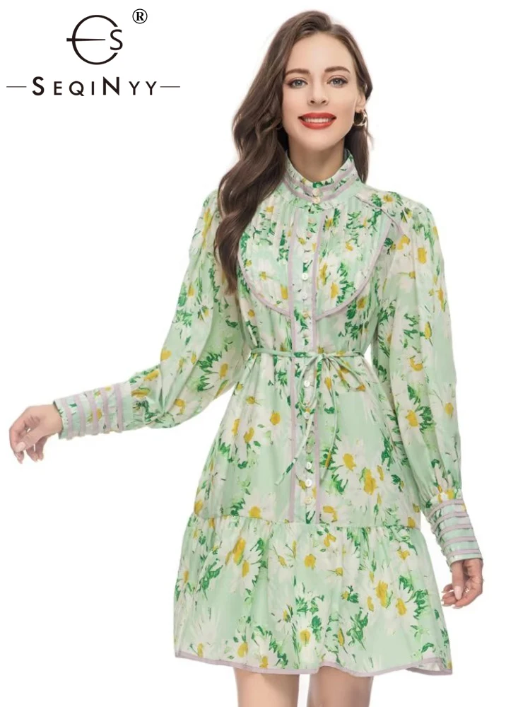 SEQINYY Green Dress Summer Spring New Fashion Design Women Runway Lantern Sleeve Vintage Flowers Print Belt Casual A-Line
SEQINYY Green Dress Summer Spring New Fashion Design Women Runway Lantern Sleeve Vintage Flowers Print Belt Casual A-Line