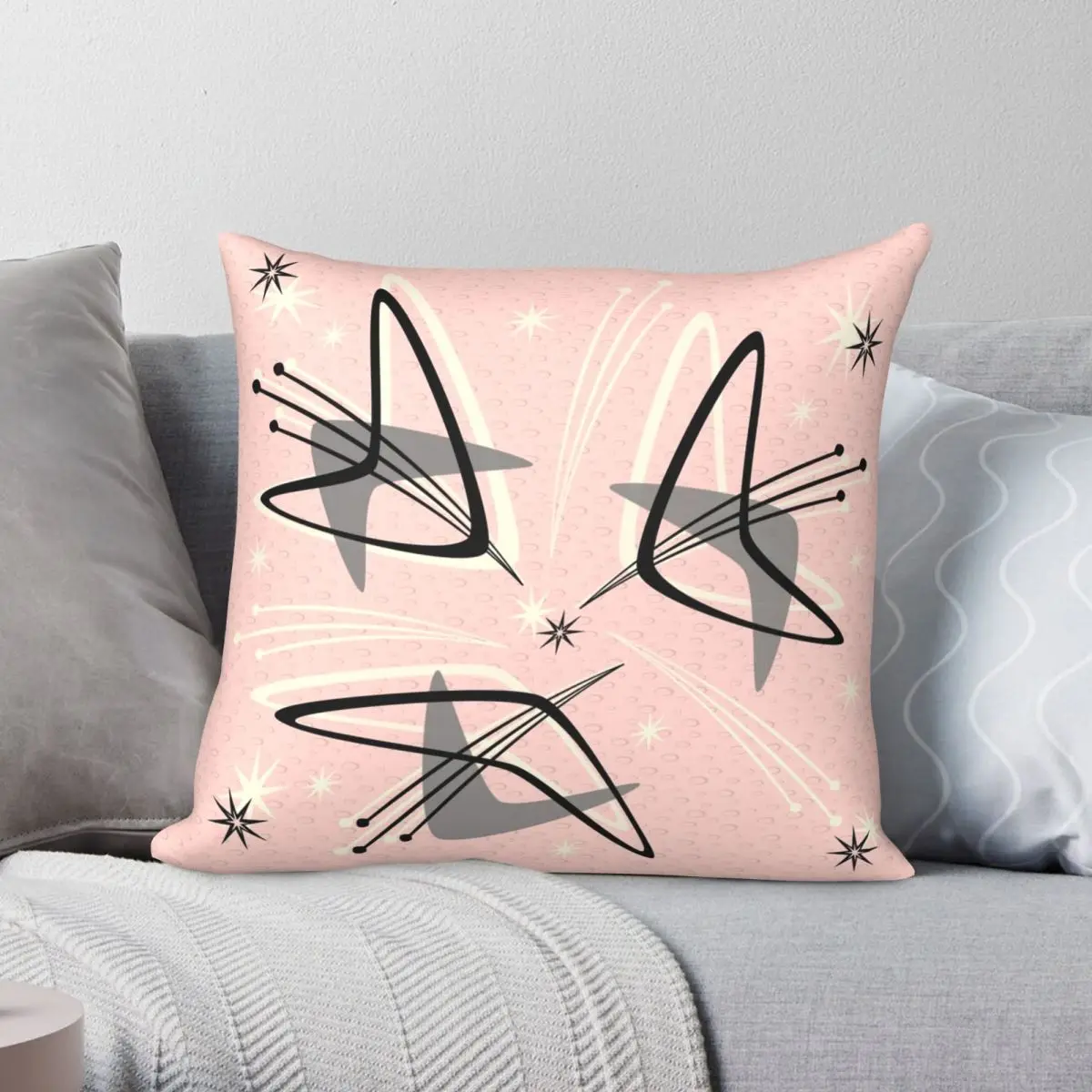 

Atomic Boomerangs On Lunar Pink Square Pillowcase Polyester Linen Velvet Printed Zip Decor Pillow Case Car Cushion Cover 18"