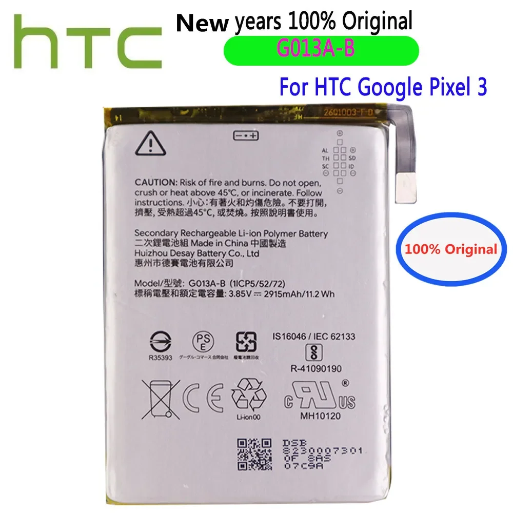 

2915mAh G013A-B 100% Original Battery For HTC GOOGLE Pixel 3 G013B G013A Pixel3 High Quality Replacement Battery Bateria