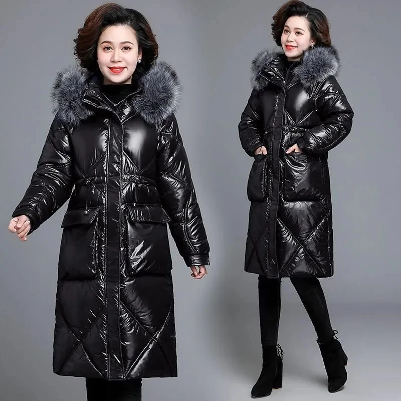 Down Cotton Jacket Women 2022 Winter New Fashion Glossy Loose Padded Coat Female Long Thick Long Fur Collar Hooded Parkas
Down Cotton Jacket Women 2022 Winter New Fashion Glossy Loose Padded Coat Female Long Thick Long Fur Collar Hooded Parkas