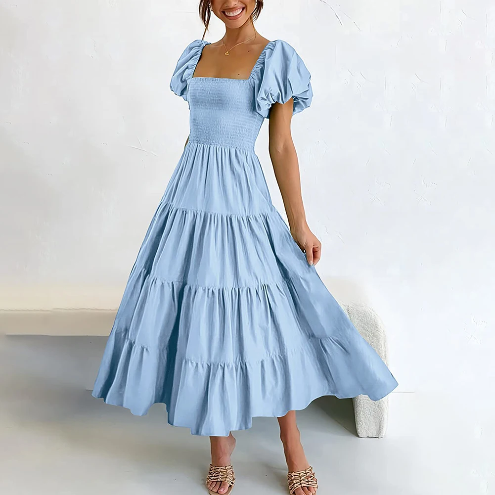 Women Puff Short Sleeve Slim Dress Fashion Korean Versatile Dress Vintage Square Neck Party Cloth Female Sexy Sweet Dress
Women Puff Short Sleeve Slim Dress Fashion Korean Versatile Dress Vintage Square Neck Party Cloth Female Sexy Sweet Dress