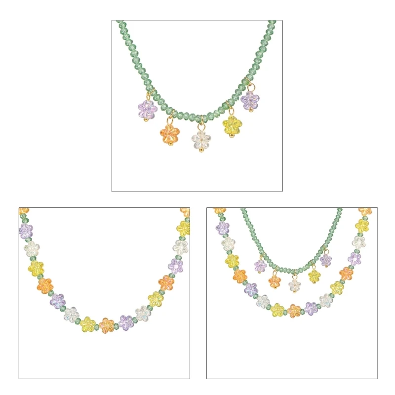

Элегантное женское ожерелье MXME с бусинами и цветами, милое Очаровательное ожерелье-чокер, аксессуары, ювелирные изделия в подарок