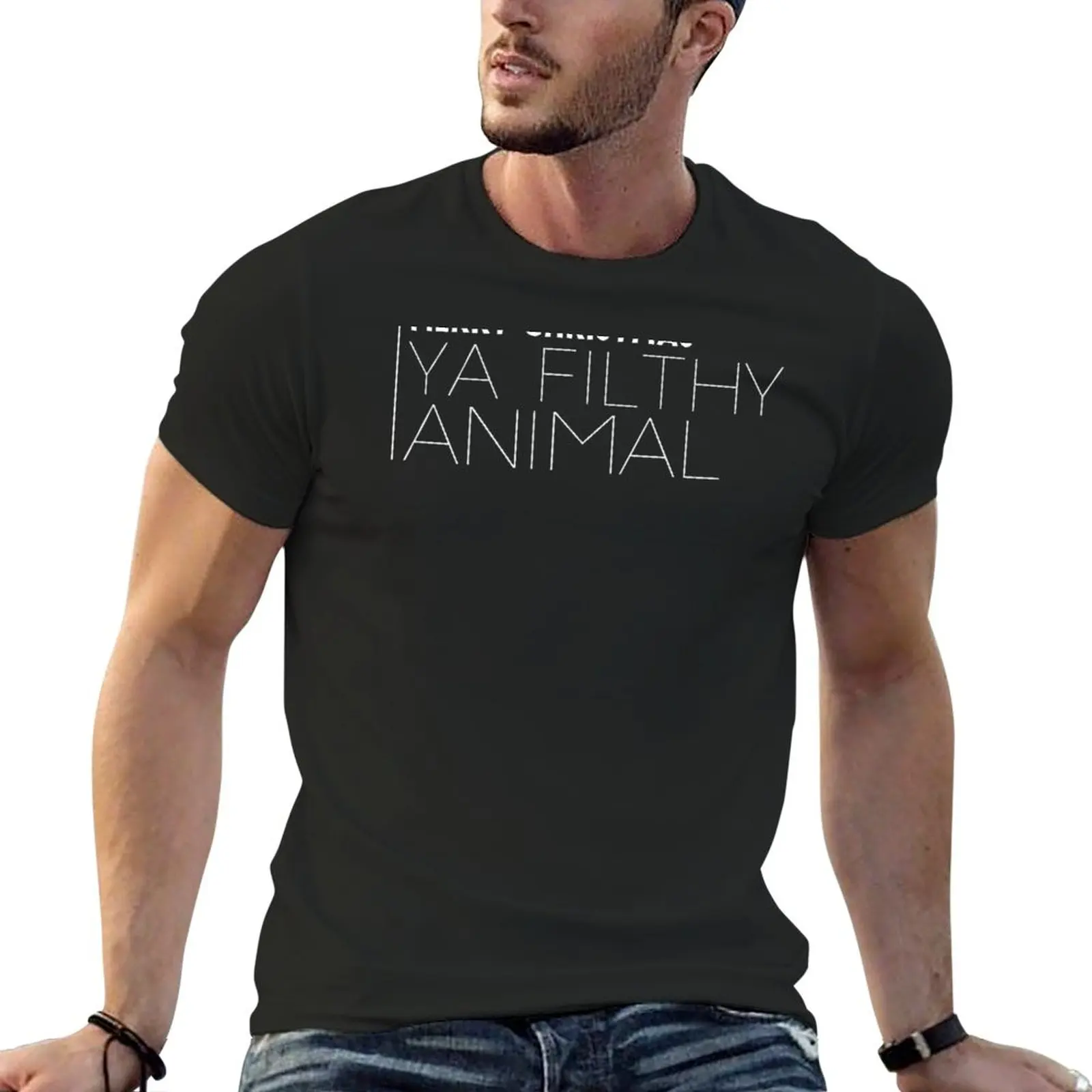 

Оригинальная футболка с изображением героев мультфильма «Merry Christmas ya», Кевин один, эстетическая одежда, черная футболка, мужские футболки, упаковка