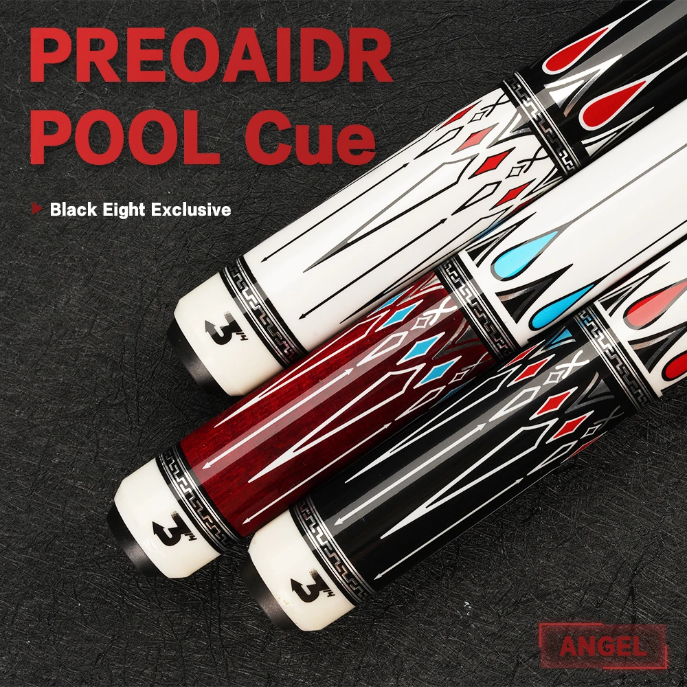 

PREOAIDR 3142 Angel Billard Pool Cue Maple Carbon Shaft Black Technology 12.5/11.8/10.8mm Rainbow Tip Uni-lock Joint Free Gifts