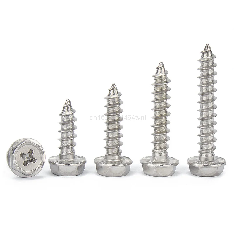 

M3-M6 Phillips External Hex Flange Self Tapping Wood Screws With Pad Washer 304 Stainless Steel Cross Hexagon Head Tapping Bolts