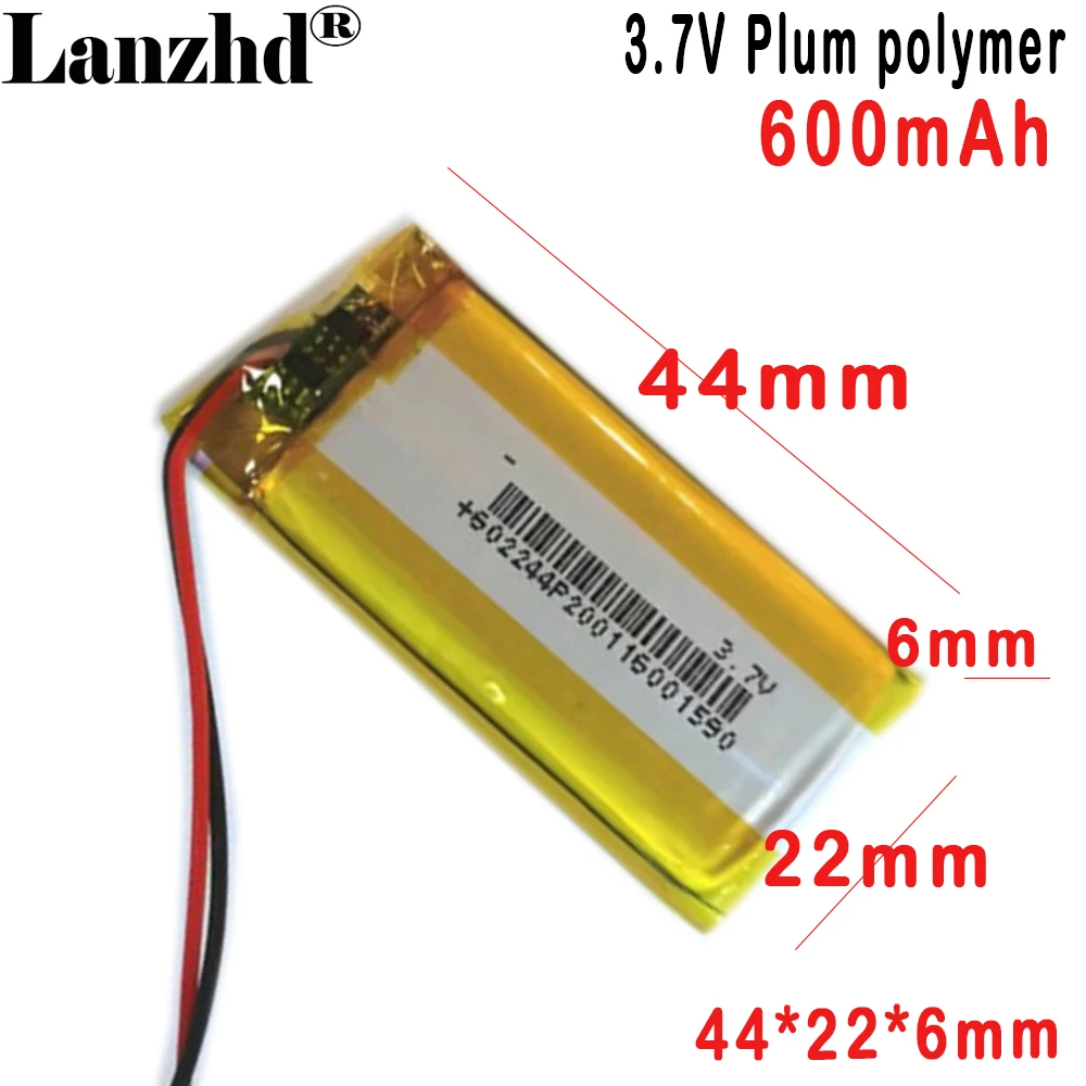 1-12pcs 3.7V Li polymer lithium battery 600mAh For smart audio beauty instrument medical products 602244
1-12pcs 3.7V Li polymer lithium battery 600mAh For smart audio beauty instrument medical products 602244