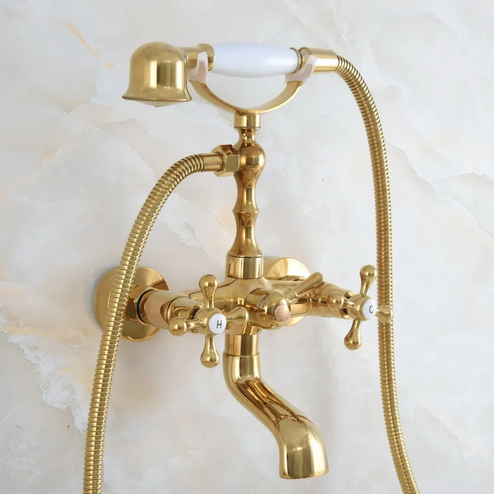 Luxury Gold Color Brass Telephone Style Bathtub Faucet Mixer Tap With Hand Shower Sprayer Tub Hot Cold Water Tap
Luxury Gold Color Brass Telephone Style Bathtub Faucet Mixer Tap With Hand Shower Sprayer Tub Hot Cold Water Tap