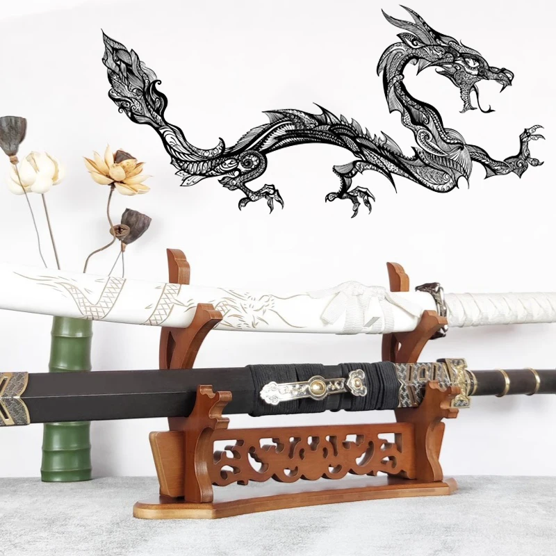 

1/2/3 Layers Katana Holder Stand Wooden Sword Shelf Support for Display Retro Dragon Katana Sword Holder Home Organizer Decor