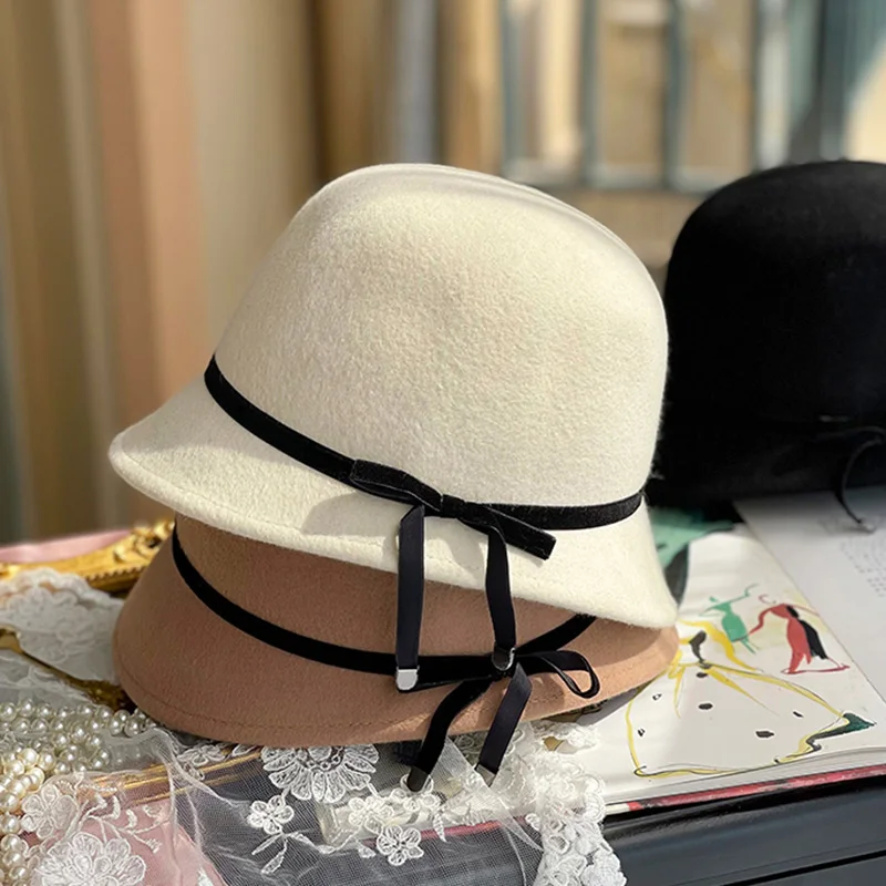 Luna&Dolphin Women Wool British Style Fisherman Hat Hepburn Basin Hat Elegant Ladies Top Hat Black Ribbon Bow Wool Fisherman Hat
Luna&Dolphin Women Wool British Style Fisherman Hat Hepburn Basin Hat Elegant Ladies Top Hat Black Ribbon Bow Wool Fisherman Hat