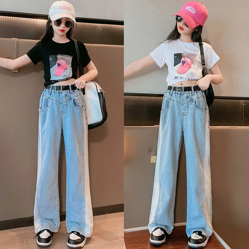 Girls Summer Outfits Teenage Kids Clothes Suit Fashion Short Sleeve T Shirt+wide Leg Denim Pants Tracksuit For Children Clothing
Girls Summer Outfits Teenage Kids Clothes Suit Fashion Short Sleeve T Shirt+wide Leg Denim Pants Tracksuit For Children Clothing