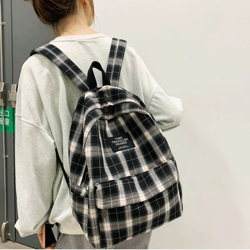 Fashion Plaid Canvas Women's Backpack Student Backpacks Teenage Girl School Bags Large Capacity Waterproof Travel Rucksack
Fashion Plaid Canvas Women's Backpack Student Backpacks Teenage Girl School Bags Large Capacity Waterproof Travel Rucksack