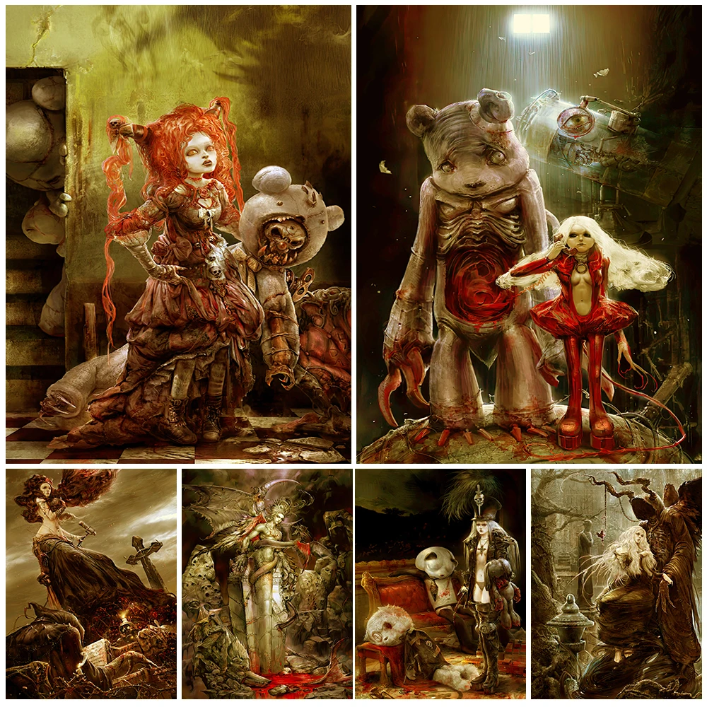 Gothic Dark Horror Girls And Terrible Demons Vintage Wall Art Canvas Painting Home Decoration Crow Wizard Poster And Print
Gothic Dark Horror Girls And Terrible Demons Vintage Wall Art Canvas Painting Home Decoration Crow Wizard Poster And Print