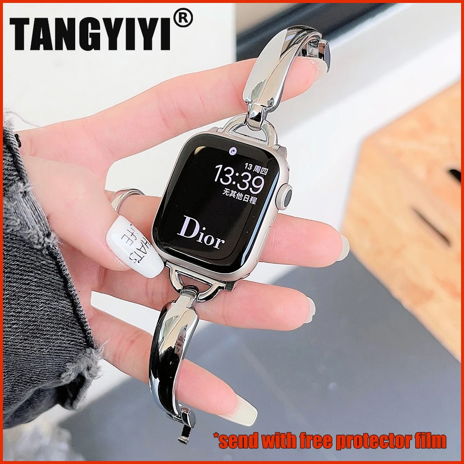 Роскошный металлический ремешок D для Apple Watch Ultra 49 мм iWatch Series 7 8 6 SE 4 5 38/40/41 мм 42/44/45 мм Модный ремешок для часов INS
Роскошный металлический ремешок D для Apple Watch Ultra 49 мм iWatch Series 7 8 6 SE 4 5 38/40/41 мм 42/44/45 мм Модный ремешок для часов INS