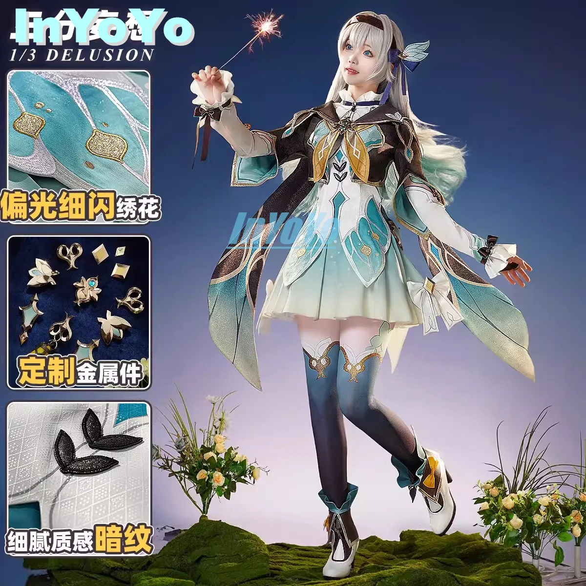 

InYoYo Firefly Cosplay Costume Honkai: Star Rail Lovely Party Dress Uniform Full Set Wigs Shoes Game Suit Halloween Party Outfit