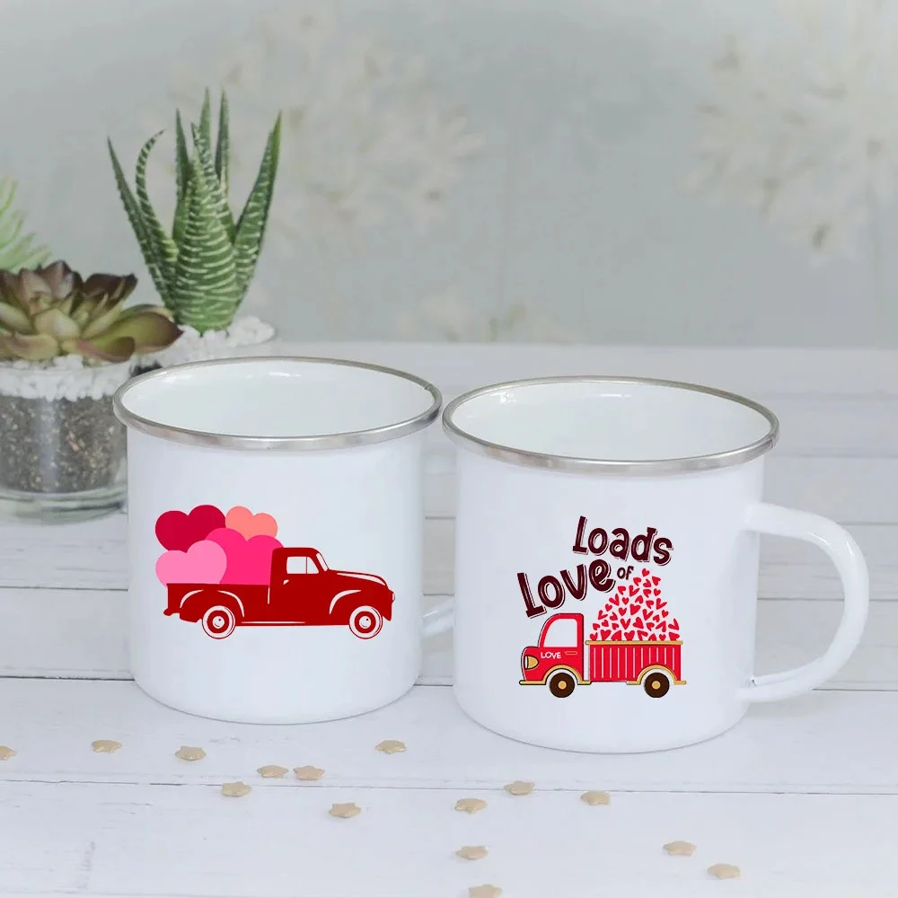 

Мультяшный красный грузовик Любовь Сердце фотоэлемент пары завтрак молоко овса какао чашки друг фотоэлемент пивная кружка подарок на день Святого Валентина