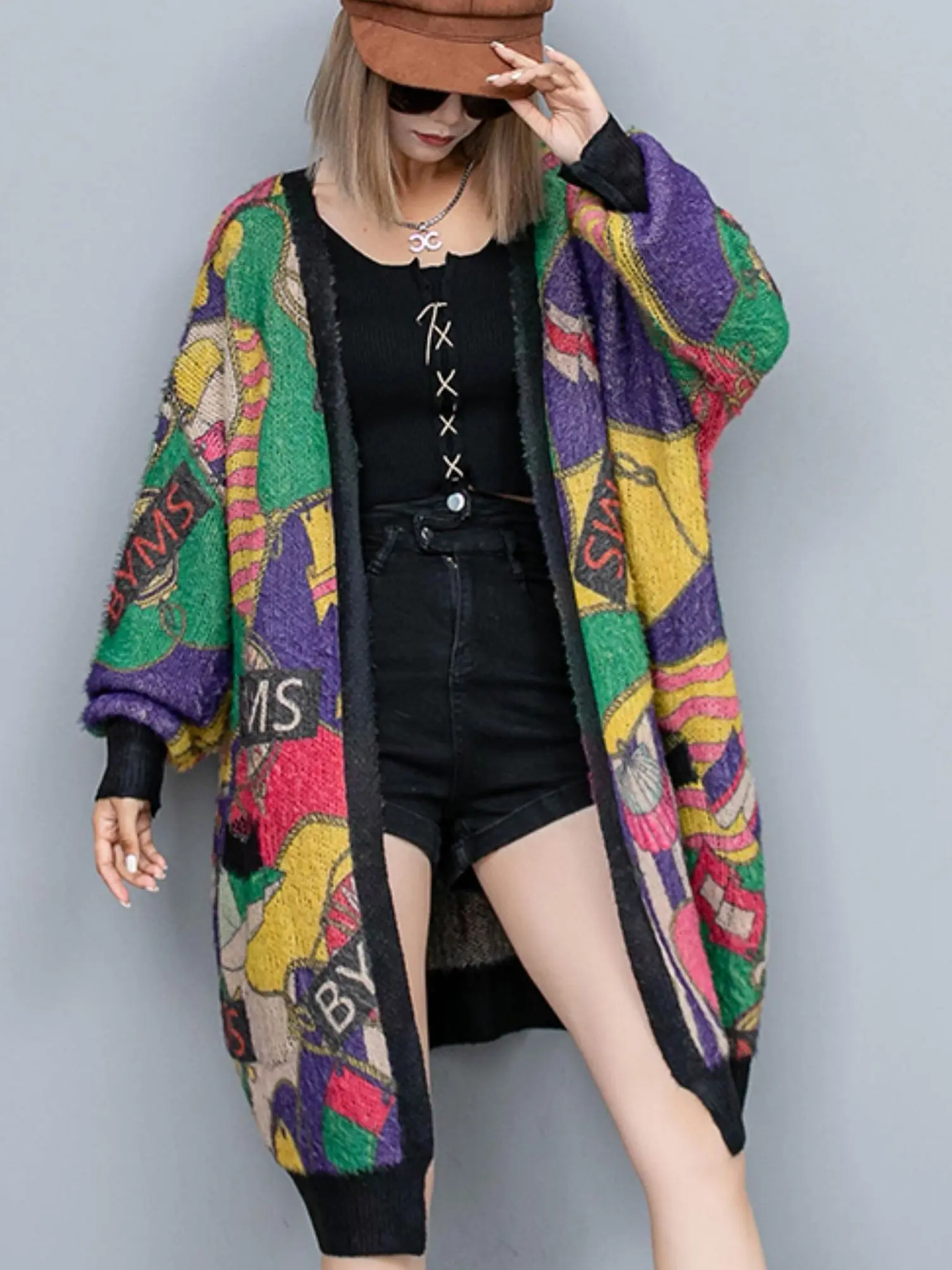 Temperament Long Sleeved Knitted Women's Autumn And Winter Loose Casual Mid Length Printed Long Sleeved Streetwear V-neck Jacket
Temperament Long Sleeved Knitted Women's Autumn And Winter Loose Casual Mid Length Printed Long Sleeved Streetwear V-neck Jacket