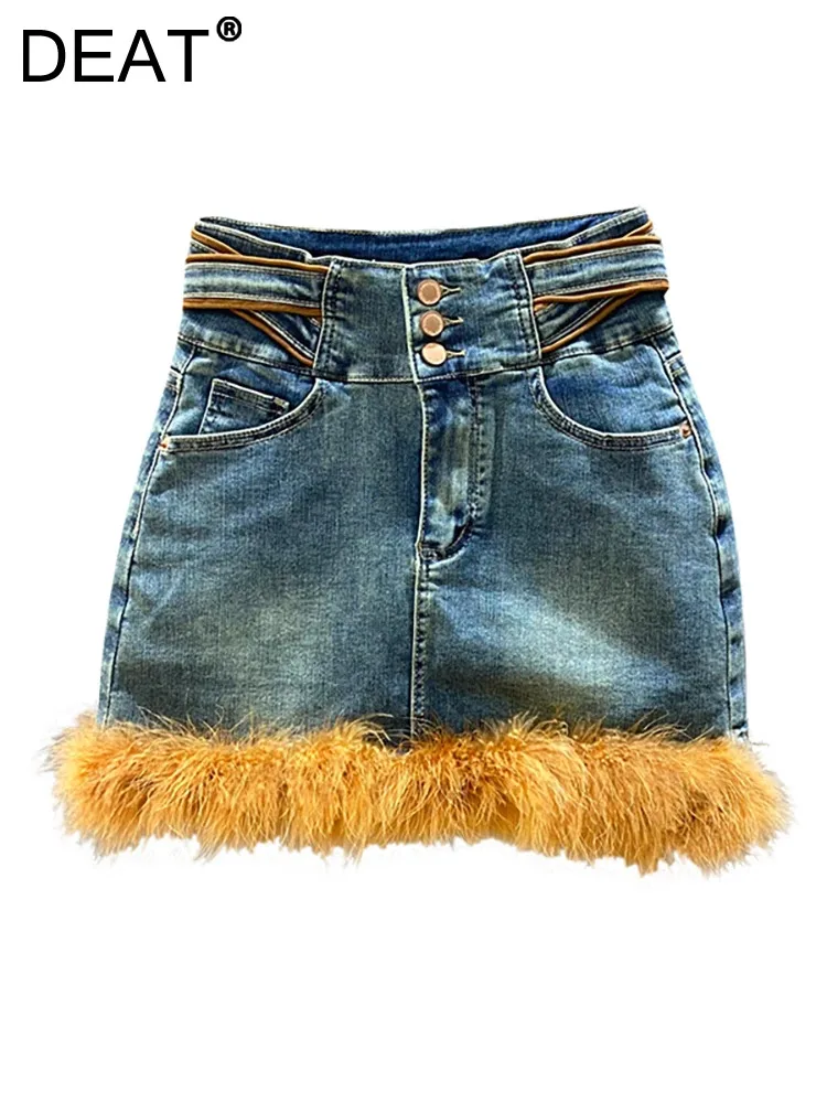 DEAT Women's Denim Skirt Cross Patchwork Plush Fur Contrast Color Slim Stretch Wrap Hip Mini Skirts 2024 Spring New Fashion
DEAT Women's Denim Skirt Cross Patchwork Plush Fur Contrast Color Slim Stretch Wrap Hip Mini Skirts 2024 Spring New Fashion