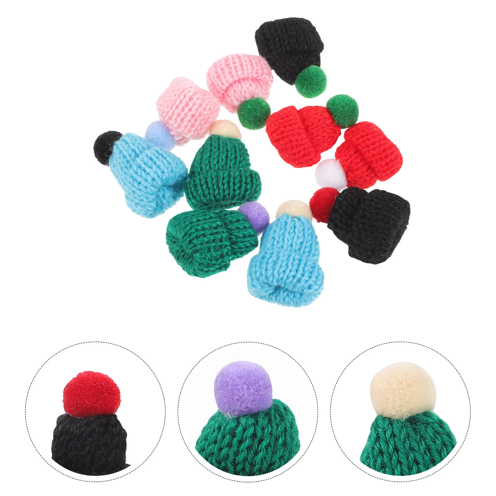 

10pcs DIY Knitting Hats with Pompom Hat Yarn Hat DIY Craft Knitting Decoration Crochet Pompon Small Caps Hats for Craft Jewelry
