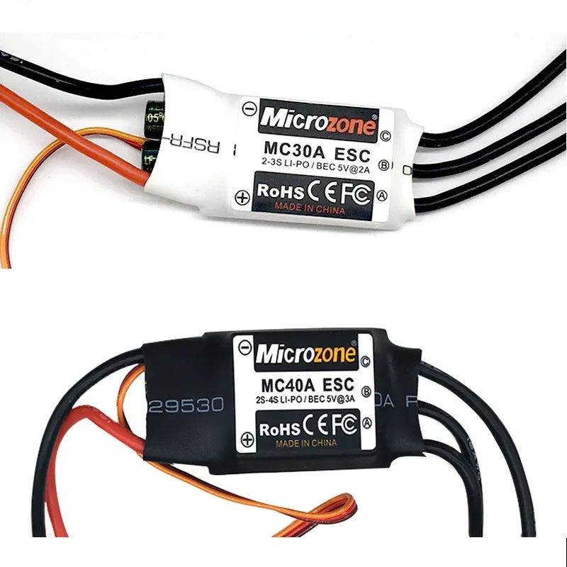 

Microzone Rc Brushless 30A 40A ESC 2-4S Electric Speed Controller With 5V 3A BEC For Rc Drone Airplane Multicopter Helicopter