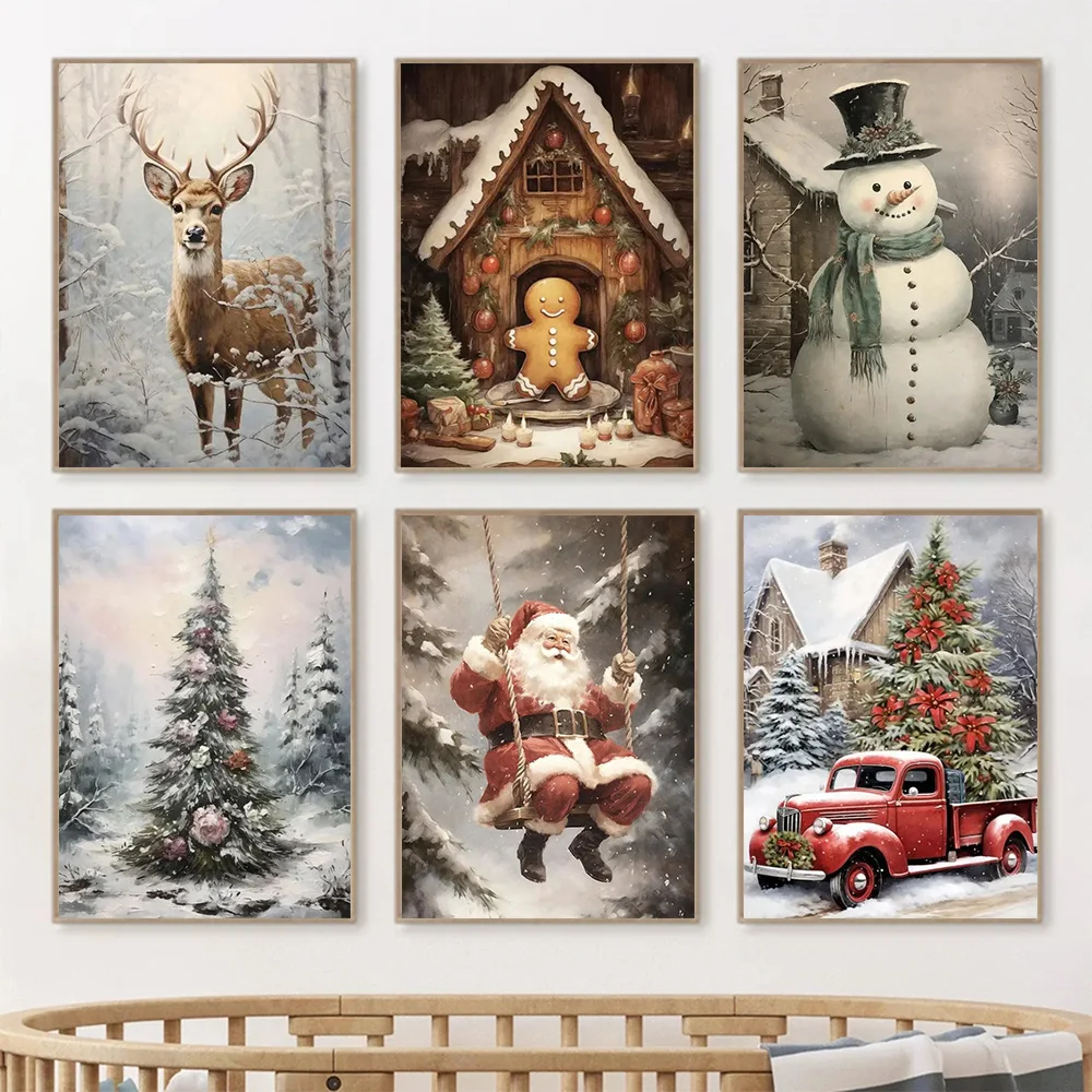 Christmas Tree Wall Art Decor Santa Claus On Swing Posters Prints Snowman Deer Winter Canvas Painting For Festival Decoration
Christmas Tree Wall Art Decor Santa Claus On Swing Posters Prints Snowman Deer Winter Canvas Painting For Festival Decoration