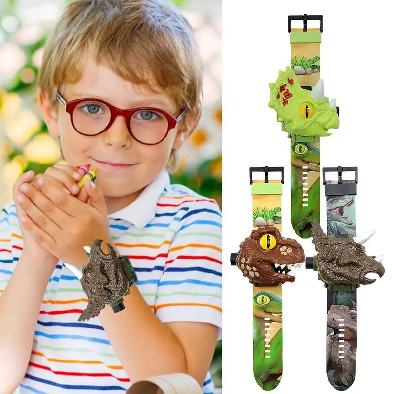 

Cartoon Dinosaur Projection Watch 24 Patterns Dinosaur Projector Watches Toy Animal Pattern Torch Educational Toys Gift For Kids