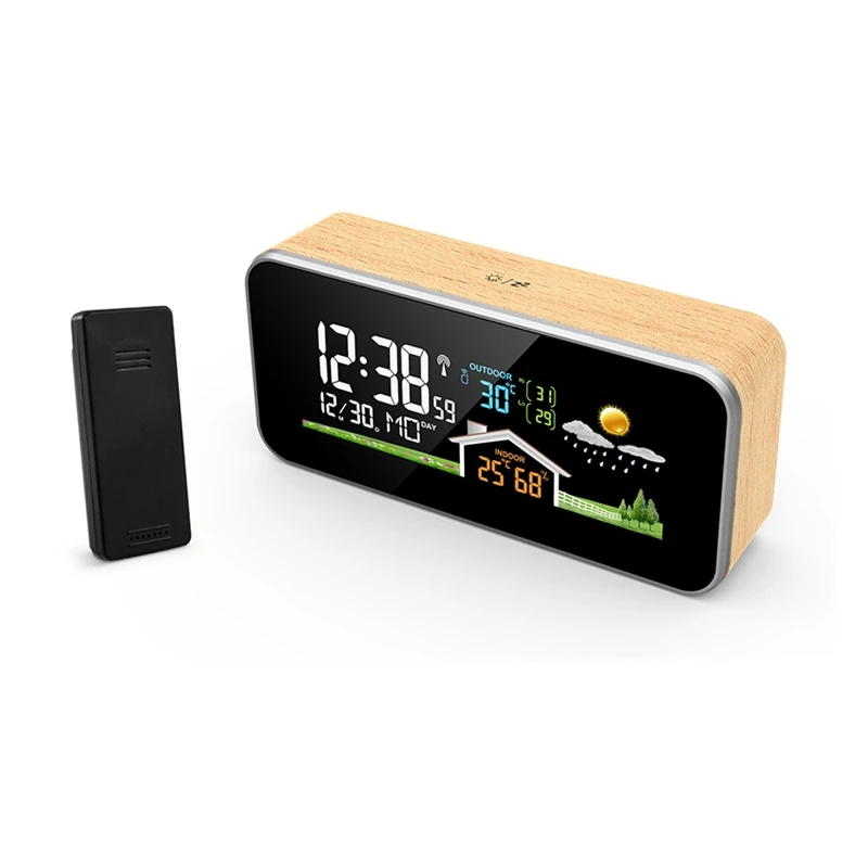 

Weather Station Digital Alarm Clock Outdoor Indoor Temperature Humidity Meter Wireless Radio Clocks Desk Table Home