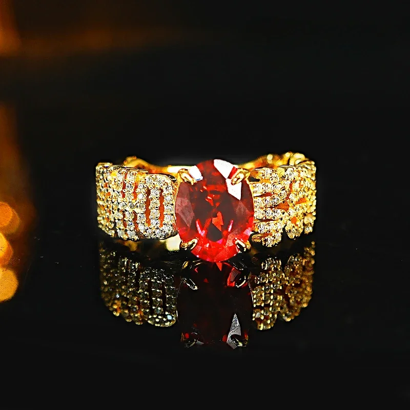 

Кольцо из серебра 925 пробы с изображением яичницы красного цвета с высокоуглеродистыми бриллиантами, уникальный дизайн, универсальный и элегантный стиль