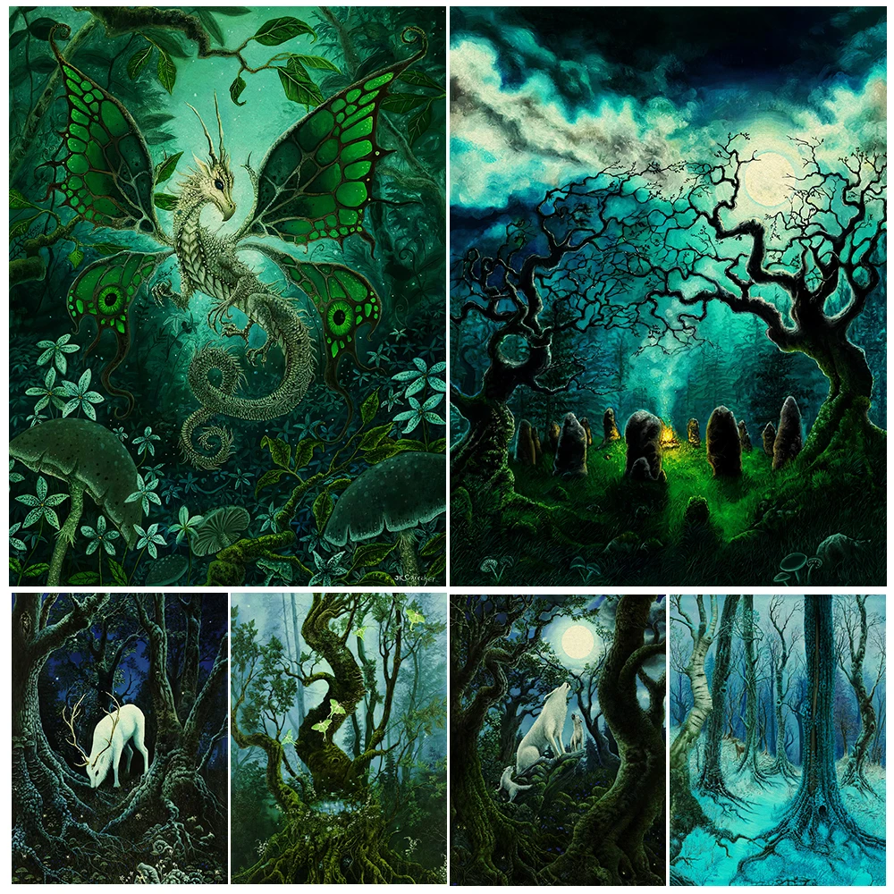 

Spooky And Mysterious Forests And Animals Access To A Secret Place Deep In The Forest Wall Art Canvas Painting Home Decoration