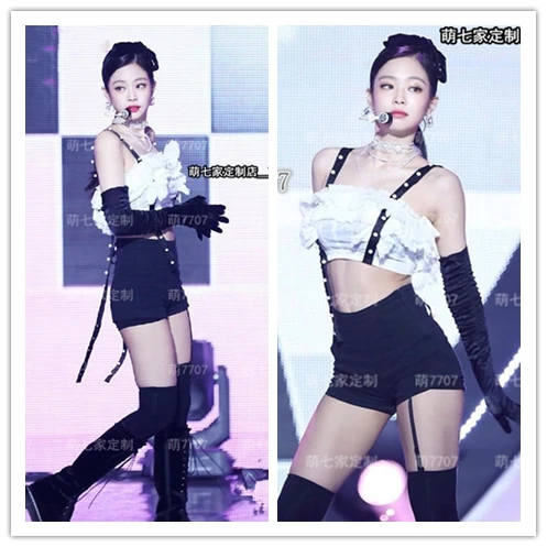 kpop Korean Singer New Jazz Dance stage show fashion white lace sling tshirt tops+black sexy High waist shorts women 2 piece set
kpop Korean Singer New Jazz Dance stage show fashion white lace sling tshirt tops+black sexy High waist shorts women 2 piece set