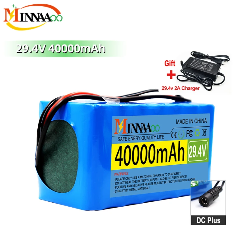 

New 24V 30Ah Electric Bike Moped 7S3P 18650 Li-ion Battery Pack 29.4V 40000mAh Electric Scooter Li-Ion Battery Pack + 2A Charger