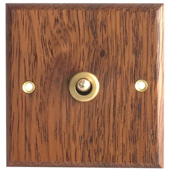Promotion! 3X 86 Type Solid Wood Panel Switch Wall Light Retro Brass Toggle Switch Wood Grain Electrical Switch Socket 1- Switch