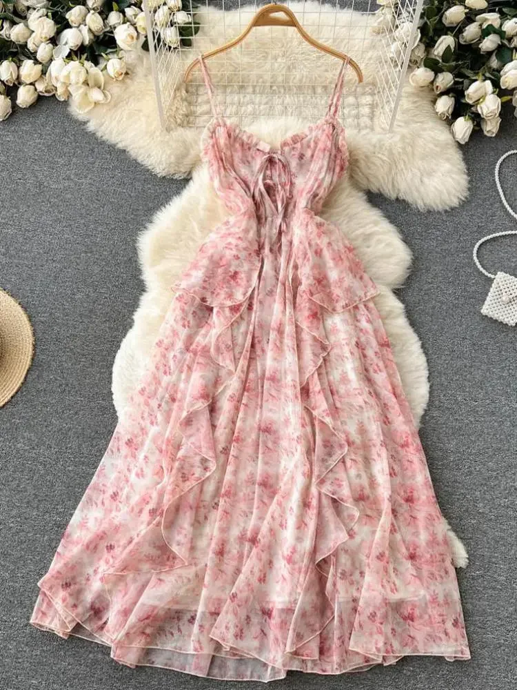 2023 Summer Bohemian Long Dress Women Sleeveless Spaghetti Strap Backless Beach Chiffon Dress Print Evening Party Ruffle Dresses
2023 Summer Bohemian Long Dress Women Sleeveless Spaghetti Strap Backless Beach Chiffon Dress Print Evening Party Ruffle Dresses