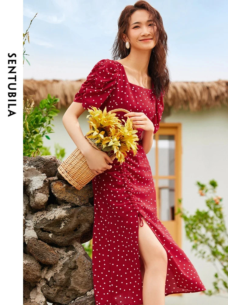 SENTUBILA Elegant Vintage Red Dot Dresses for Women 2024 Summer A-line Short Sleeve Square Collar Slit Fitted Midi Female Dress
SENTUBILA Elegant Vintage Red Dot Dresses for Women 2024 Summer A-line Short Sleeve Square Collar Slit Fitted Midi Female Dress