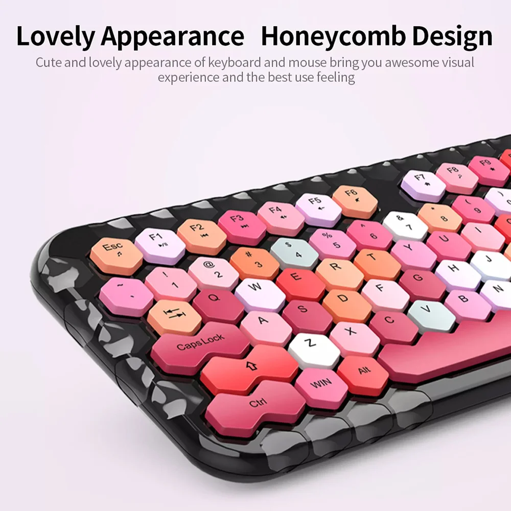 

Honey Plus Wireless Keyboard And Mouse Combo Set Lipstick Black Color USB For Laptop Computer PC Gaming Office Girls Gift