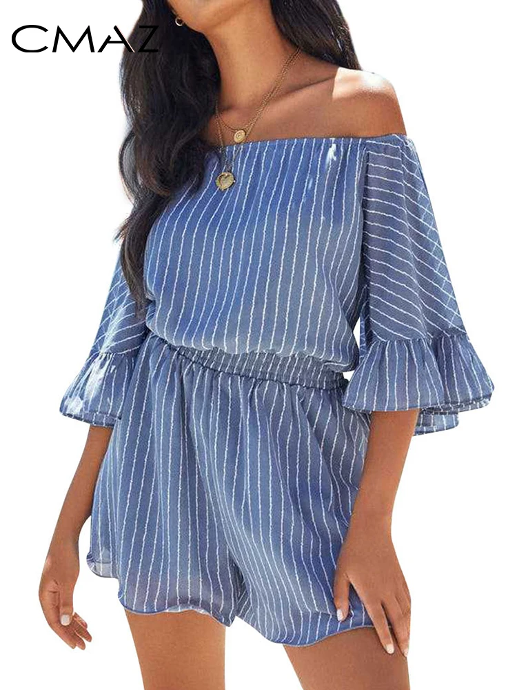 Женский шифоновый комбинезон с коротким рукавом, в полоску
Женский шифоновый комбинезон с коротким рукавом, в полоску