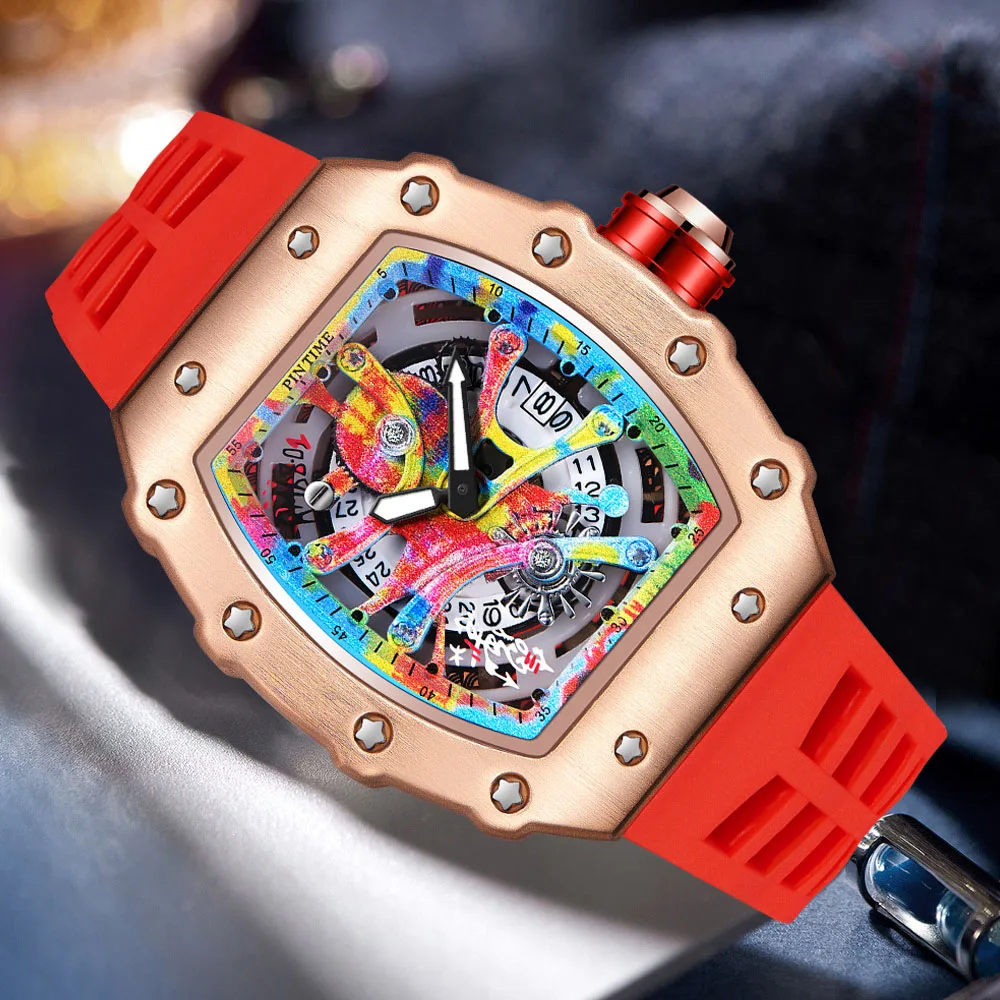 Brand Men's Automatic Movement Watch Fashion Hollowed Colorful Waterproof Hand Clock Male's Youth Hip Hop Trend Wristwatch
Brand Men's Automatic Movement Watch Fashion Hollowed Colorful Waterproof Hand Clock Male's Youth Hip Hop Trend Wristwatch