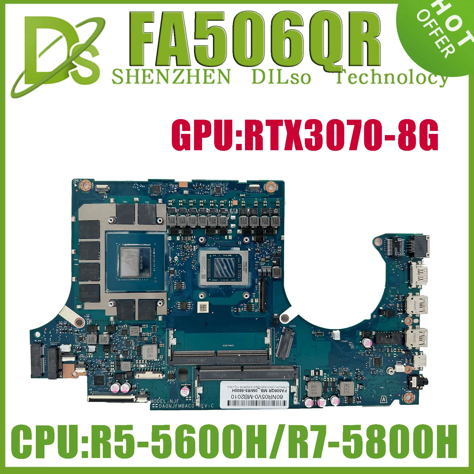 

KEFU FA506QR Mainboard For ASUS TUF Gaming A15 DA0NJFMBAC0 FA506QM FA506QE FA706QR Laptop Motherboard R5-5600H R7-5800H RTX3070