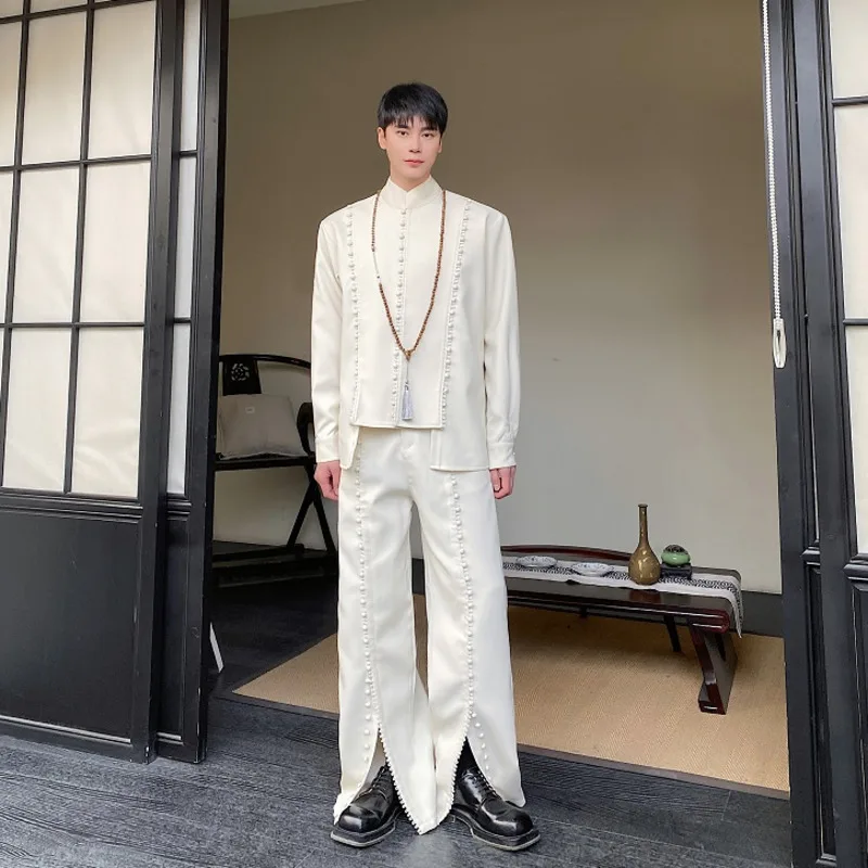 NOYMEI Bag Buckle Stand Collar Two Pieces Set Chinese Style Heavy Craftsmanship Long Sleeved Men's Shirts Wide Leg Pants WA3959
NOYMEI Bag Buckle Stand Collar Two Pieces Set Chinese Style Heavy Craftsmanship Long Sleeved Men's Shirts Wide Leg Pants WA3959