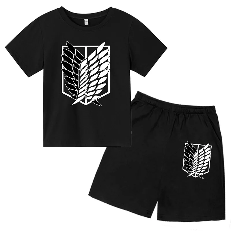 Summer 2Pcs Children Cotton T-shirts Suits 2-12 Years Boys Girl Casual Tops Short Sleeve Clothes Sets Attack Giants Printing
Summer 2Pcs Children Cotton T-shirts Suits 2-12 Years Boys Girl Casual Tops Short Sleeve Clothes Sets Attack Giants Printing