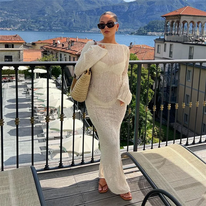 Пляжное платье Zabrina, трикотажное сексуальное прозрачное платье с открытой спиной и длинным рукавом, женские осенние облегающие платья макси с Боковым Разрезом для выпускного вечера и дня рождения
Пляжное платье Zabrina, трикотажное сексуальное прозрачное платье с открытой спиной и длинным рукавом, женские осенние облегающие платья макси с Боковым Разрезом для выпускного вечера и дня рождения