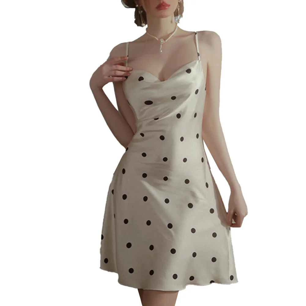 Women Sexy Nightgown Polka Dot Satin Sleepwear Smooth Super Soft Lingerie Slip Strappy Dress Strap Loose Nightdress Erotic Wear
Women Sexy Nightgown Polka Dot Satin Sleepwear Smooth Super Soft Lingerie Slip Strappy Dress Strap Loose Nightdress Erotic Wear