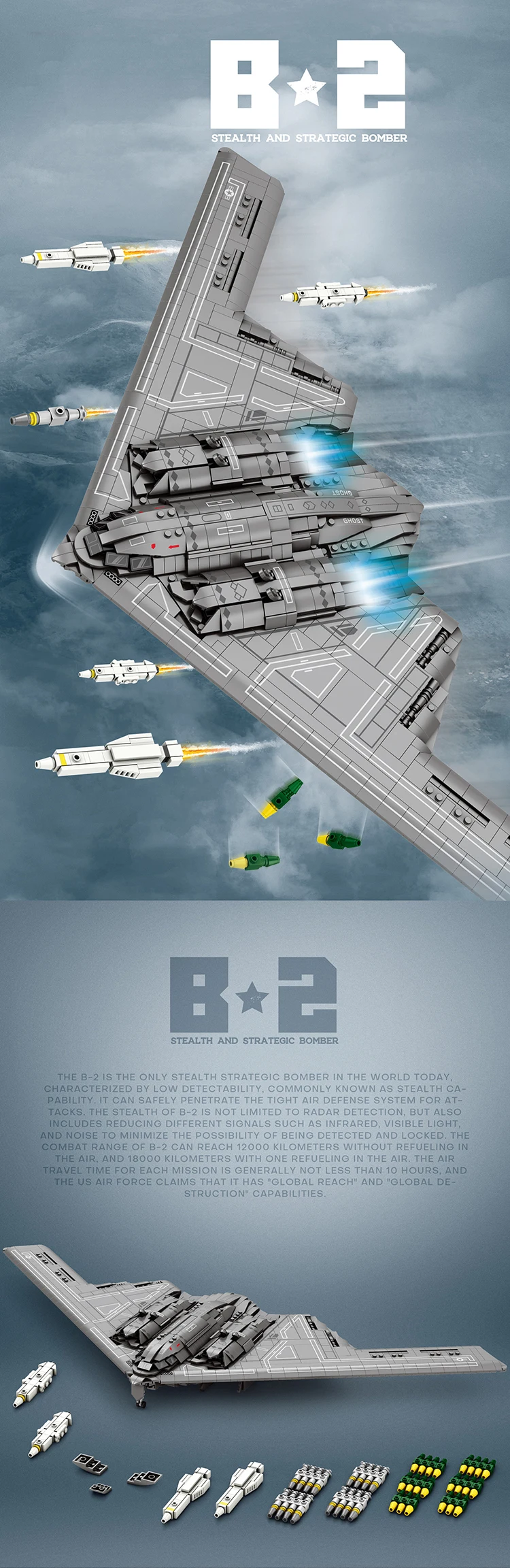 2063PCS B-2 Ghost Strategic Bomber Building Blocks Air Force Fighter Model Bricks Collection Display DIY Toys For Kids Idea Gift 2063PCS B-2 Ghost Strategic Bomber Building Blocks Air Force Fighter Model Bricks Collection Display DIY Toys For Kids Idea Gift