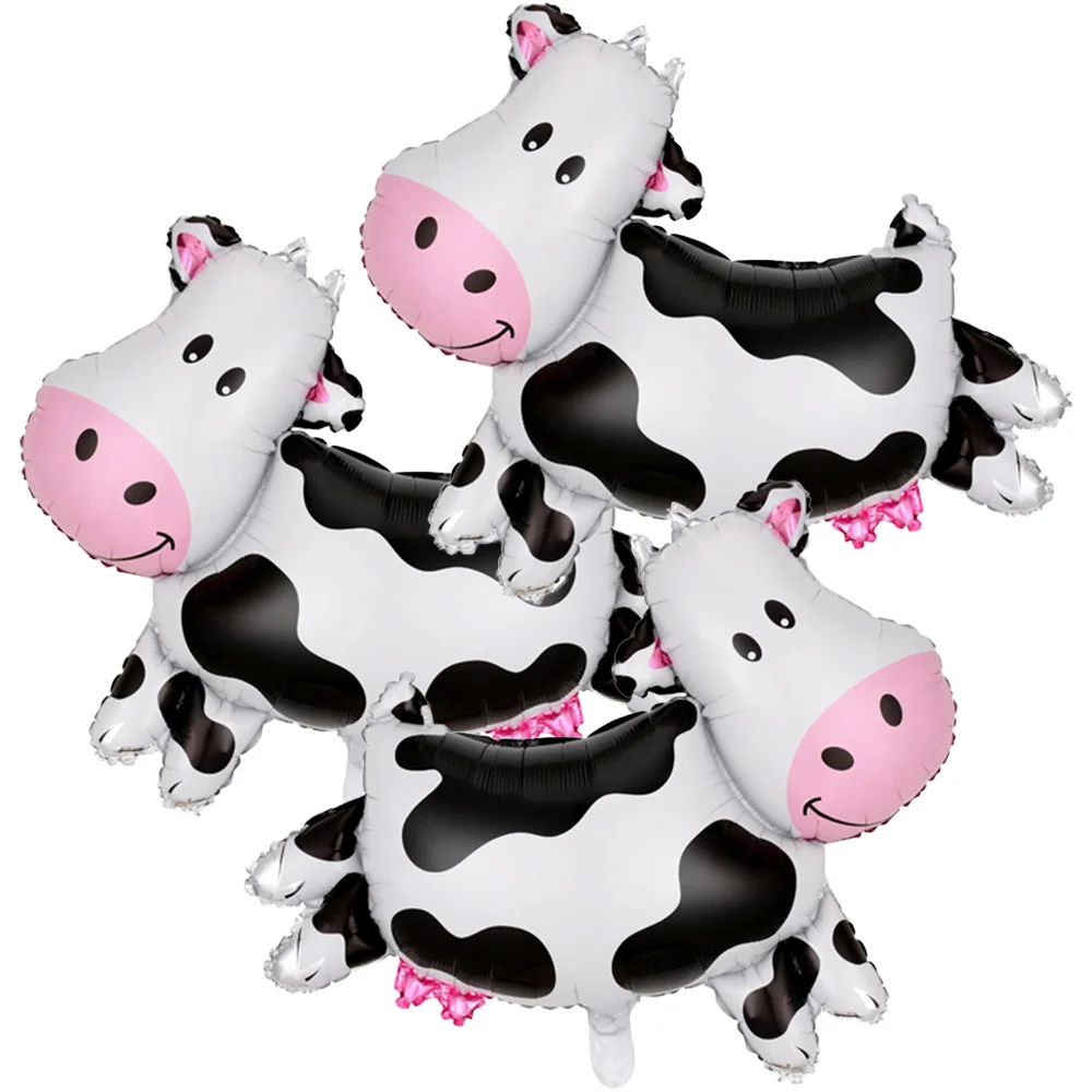 

4Pcs Cow Shape Mylar Foil Balloon Baby Shower Girl One 1st Birthday Barnyard Farm Animal Theme Party Decorations Supplies