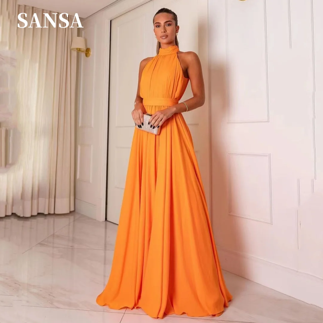 Sansa Elegant High Neck فساتين السهرة Sexy Sleeve A-line Prom Dress Light Orange 100D Chiffon Puffy Vestidos De Noche
Sansa Elegant High Neck فساتين السهرة Sexy Sleeve A-line Prom Dress Light Orange 100D Chiffon Puffy Vestidos De Noche