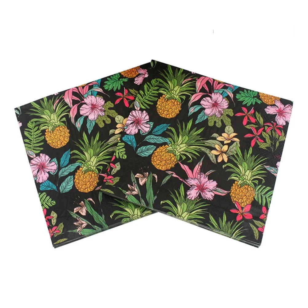 

40pcs Pineapple Napkins Printing Napkin Beautiful Rose Dragonfly Printing Napkin for Party Gathering Festival Home (Colorful)